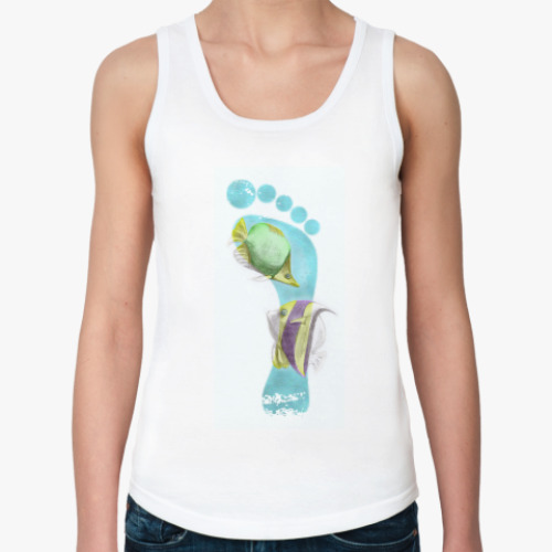 Женская майка с принтом Footprints/След на песке