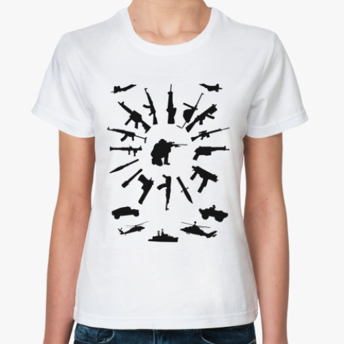 Классическая футболка с принтом Узор из оружия