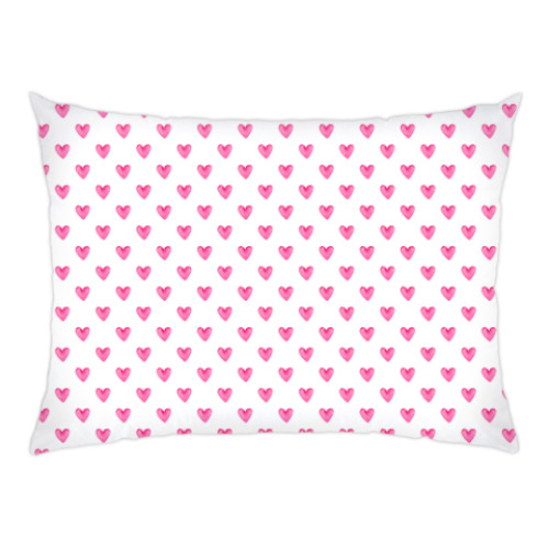Подушка с принтом Акварельные сердечки