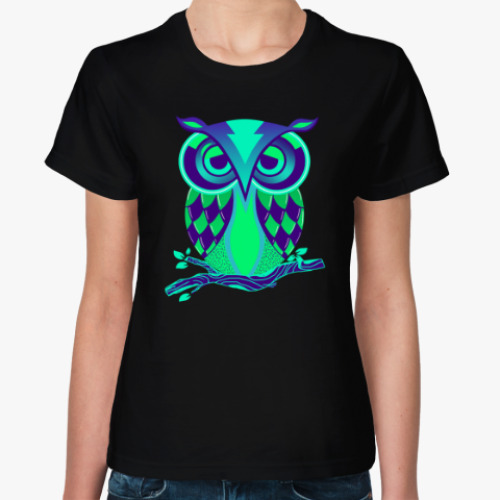 Женская футболка с принтом Грустная сова