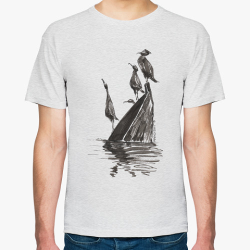 Футболка с принтом Морские птицы