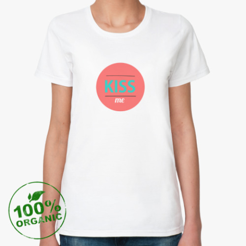 Женская футболка из органик-хлопка с принтом Kiss me