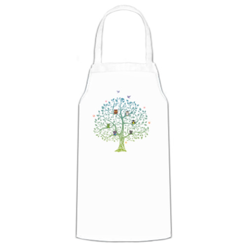 Фартук с принтом Совы на дереве