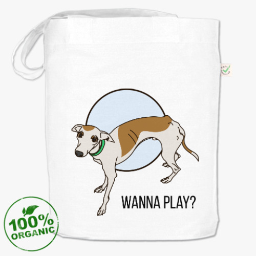 Сумка шоппер с принтом Игривая левретка