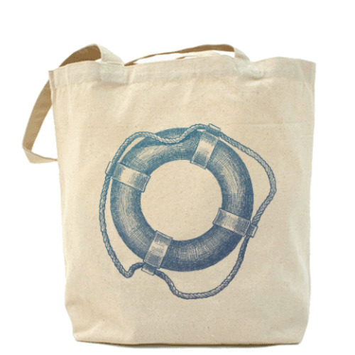 Сумка шоппер с принтом Море винтаж спасательный круг