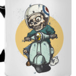 Скелет на скутере