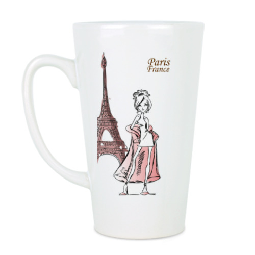 Чашка Латте Париж,девушка