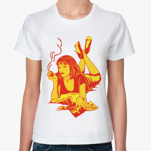 Классическая футболка с принтом Мия Уоллес (Криминальное Чтиво)