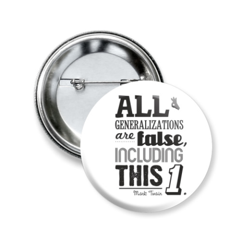 Значок 50мм с принтом 'Mark Twain'