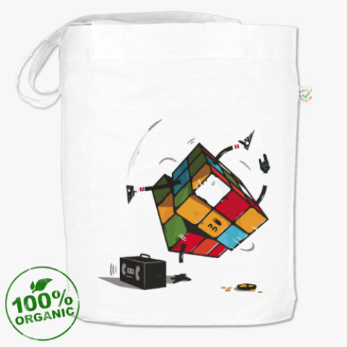 Сумка шоппер с принтом Кубик Рубика и брейкданс