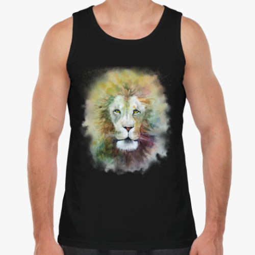 Майка с принтом Лев, акварель