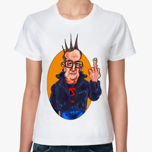 Классическая футболка с принтом   Забавный человек фак