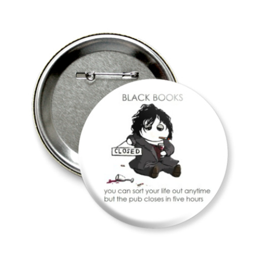 Значок 58мм с принтом Black Books Dylan Moran