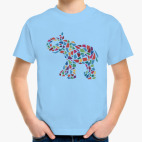 Детская классическая футболка Слон - мозаика