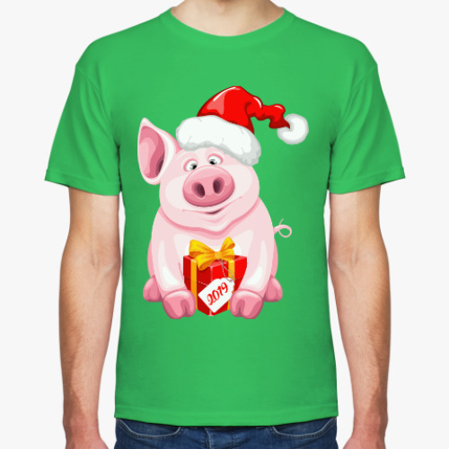 Футболка с принтом Новогодняя Свинка 2019