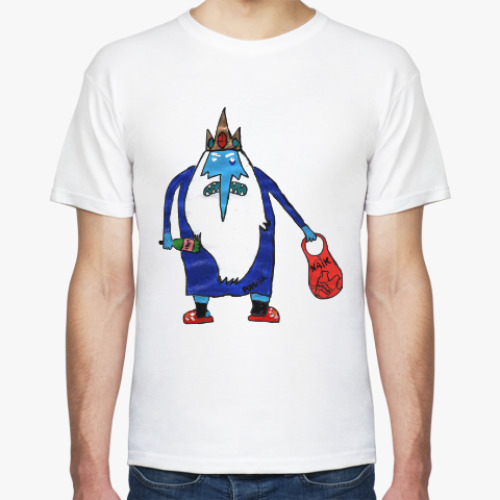 Футболка с принтом Снежный король с пивом