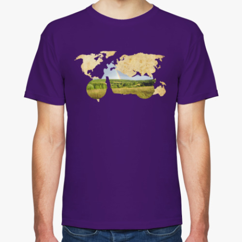 Футболка с принтом Пейзаж мотоцикла