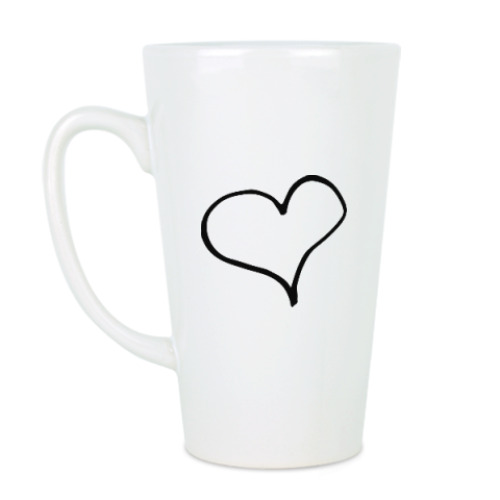 Чашка Латте с принтом Чернильное сердце