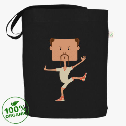 Сумка шоппер с принтом Смешной нарисованный каратист