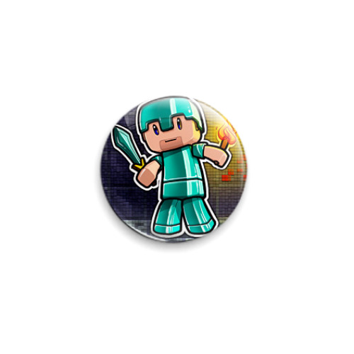 Значок 25мм с принтом minecraft