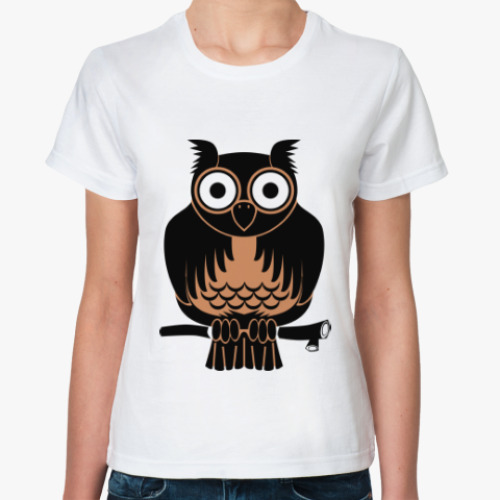 Классическая футболка с принтом Сова, совушка, мудрые в городе