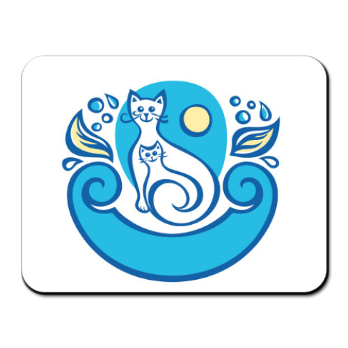 Коврик для мыши с принтом Котейки-улыбаки