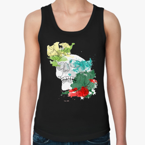 Женская майка с принтом Декабрьский череп