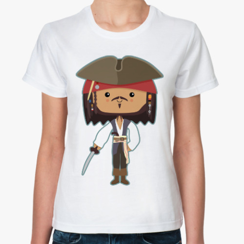 Классическая футболка с принтом Джек Воробей