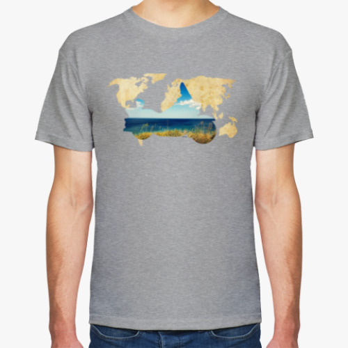 Футболка с принтом Пейзаж мотоцикла