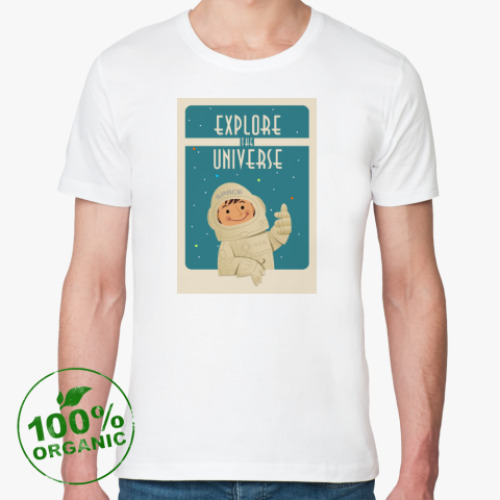 Футболка из органик-хлопка с принтом Explore the Universe
