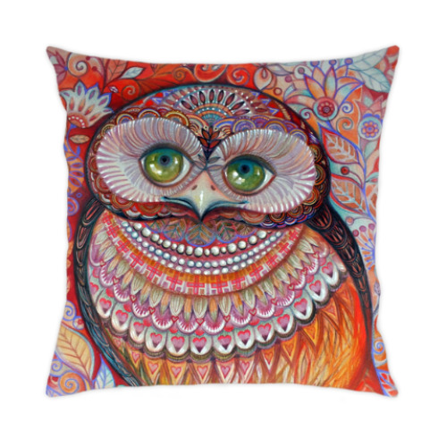 Подушка с принтом Медовая совушка