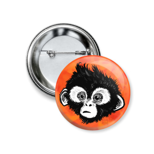 Значок 37мм с принтом Обезьянка
