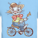 Кот на велосипеде