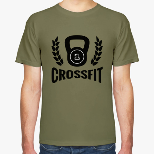 Футболка с принтом Кроссфит логотип с гирей