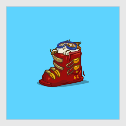 Постер с принтом Лыжекот — Пятничный Котик №41