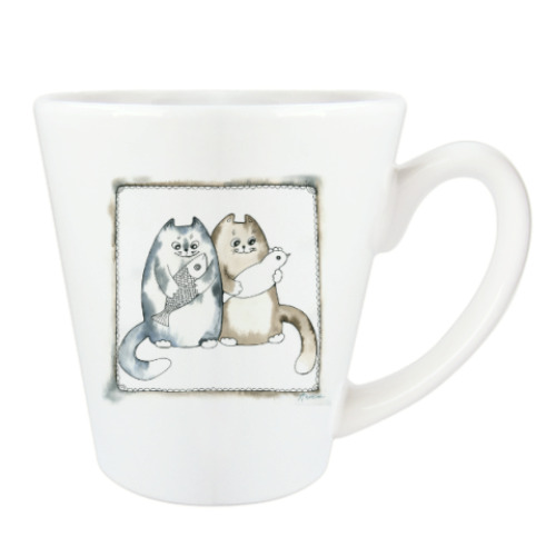 Чашка Латте с принтом Благополучные коты