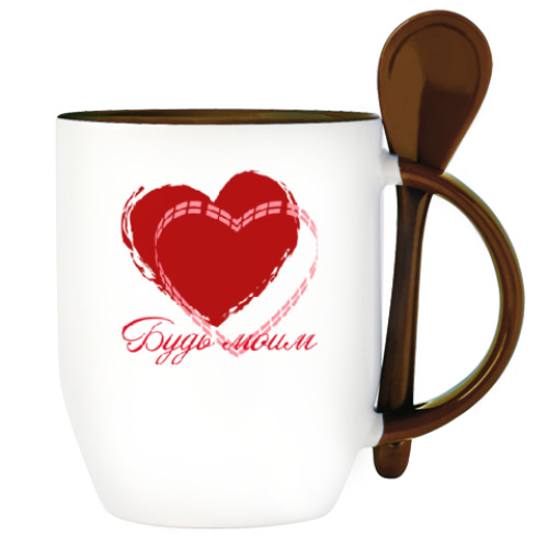 Кружка с ложкой с принтом Про любовь