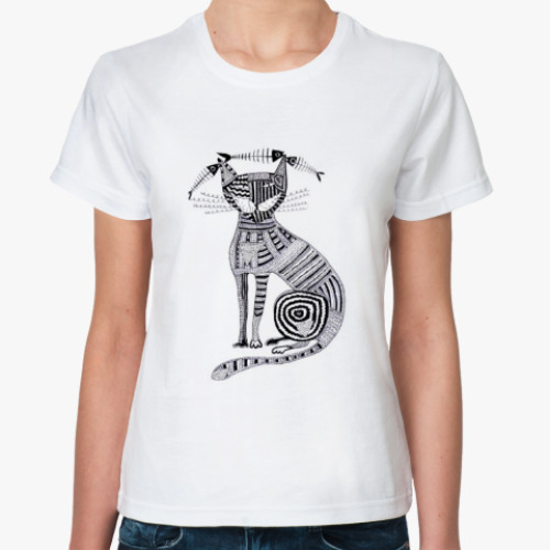 Классическая футболка с принтом Кошка