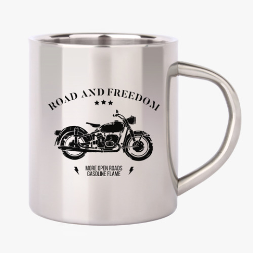 Кружка металлическая с принтом Король дорог (мотоцикл)