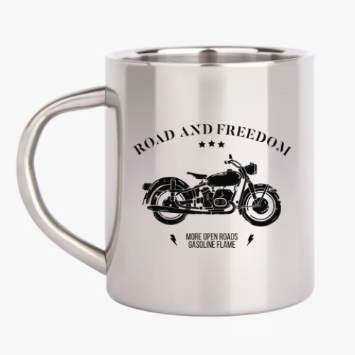 Кружка металлическая с принтом Король дорог (мотоцикл)