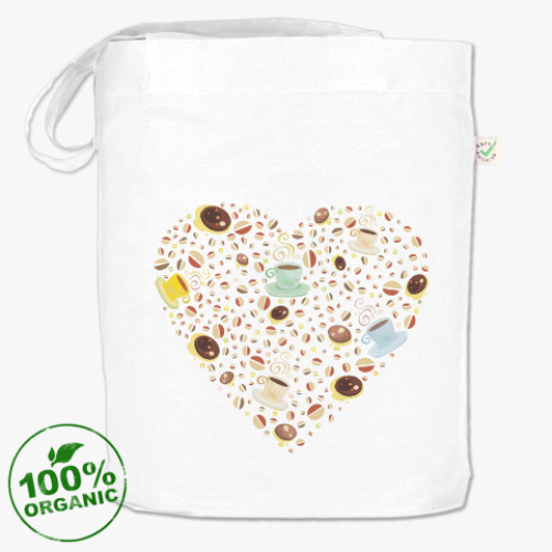 Сумка шоппер с принтом Кофейное сердечко