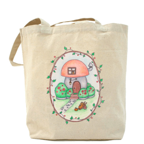 Сумка шоппер с принтом Домик Гриб
