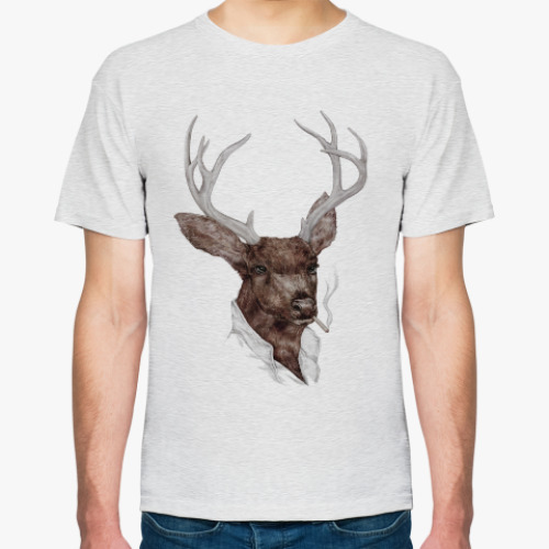 Футболка с принтом Курящий Олень