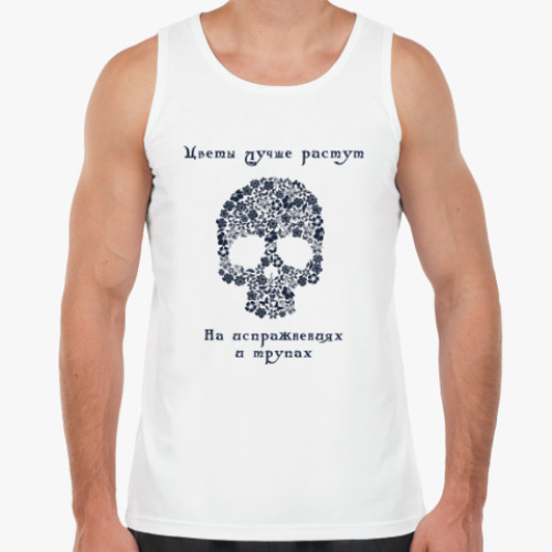 Майка с принтом Череп из цветов