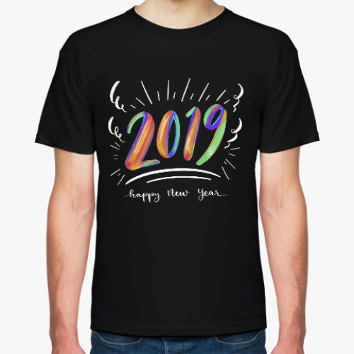 Футболка с принтом Новый Год 2019