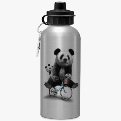 Спортивная бутылка/фляжка Панды на велосипеде