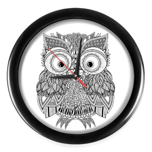 Настенные часы с принтом Лупоглазая совушка