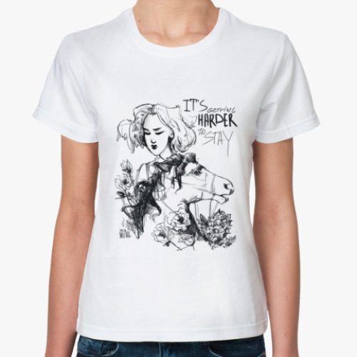 Классическая футболка с принтом harder to stay