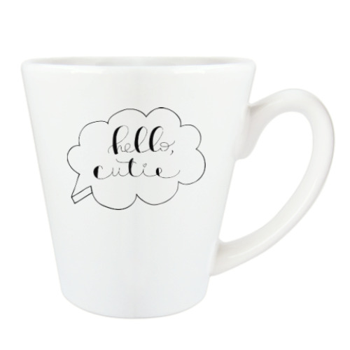 Чашка Латте с принтом Привет, милашка! /Hello, cutie