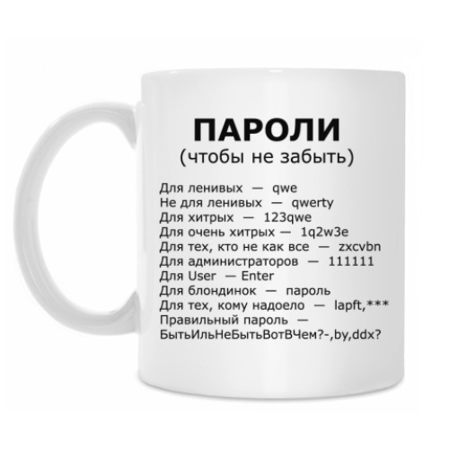 Кружка с принтом пароли